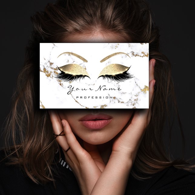 Lojalitetskort 10 Makeup-tilläggsstämpel för extra (Loyalty Card 10 Makeup Lash Extension Marble Gold)