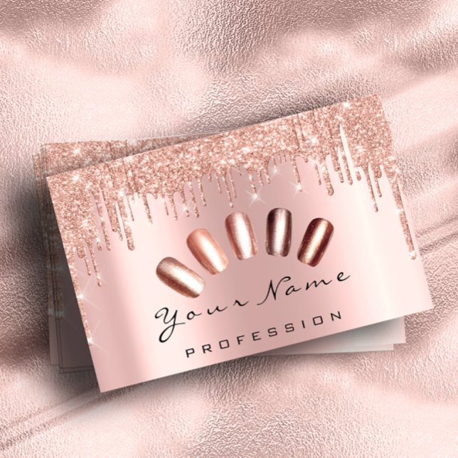 Lojalitetskort 10 Slå Golden Krona Ro Nagel Visitkort (Loyalty Card 10 Punch Golden Crown Rose Nails)