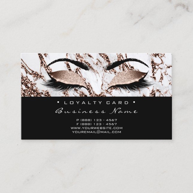 Lojalitetskort 6 Beauty Salon Lash Marble Copper V (Framsida)
