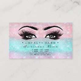 Lojalitetskort 6 Beauty Salon Lash Rosa Ocean Blue