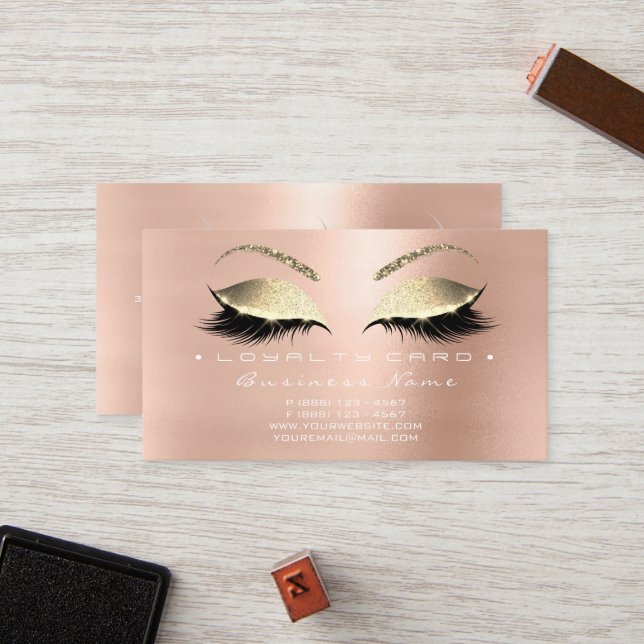 Lojalitetskort 6 Beauty Salon Lash Skin Rosa VIP (Fram/Back In Situ)