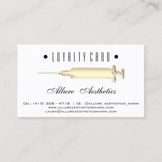 Lojalitetskort 6 Slår Beauty Health Syringe Guld (Framsida)