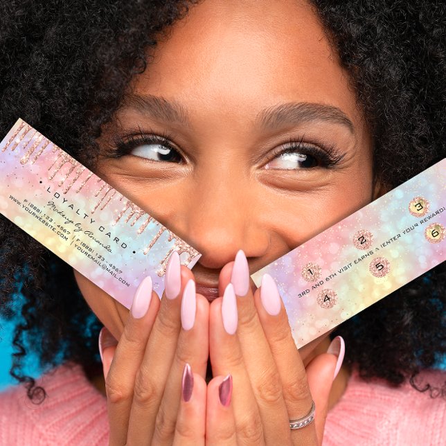 Lojalitetskort 6 Slår Makeup Nagel Holograph Small (Loyalty Card 6 Punch Makeup Nails Holograph Small)