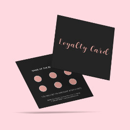 Lojalitetskort för elegant Black &  Rosa Typograph Fyrkantigt Visitkort