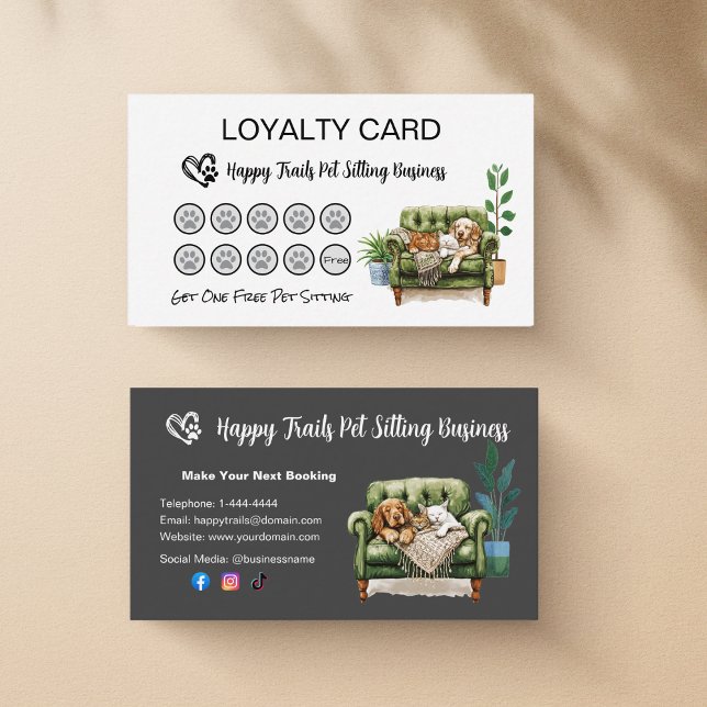Lojalitetskort för husdjursvaktare och hundpromena (Pet Care Business Loyalty Card)