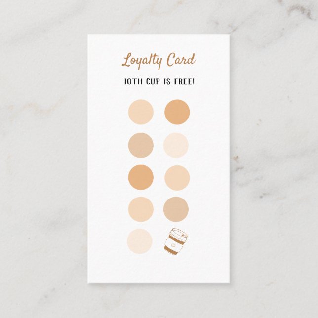 Lojalitetskort för kaffebutiker, förmånskort visitkort (Framsida)