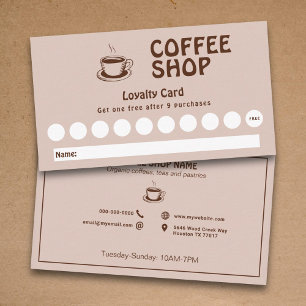 Lojalitetskort för kopp och kaffe visitkort