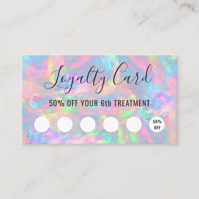 Lojalitetskort för pastellopal struktur visitkort (Framsida)