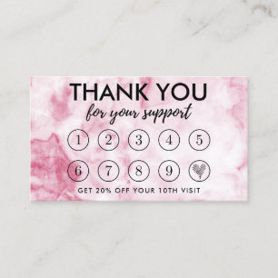 Lojalitetskort för Rosa Marble Makeup Hair Visitkort