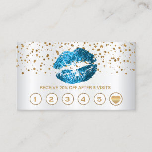 Lojalitetskort för Turkos Blue Glitter Läppar - 