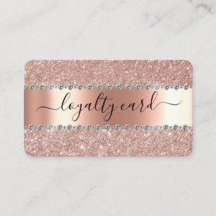 Lojalitetskort Roséguld Glitter Handskriven Visitkort