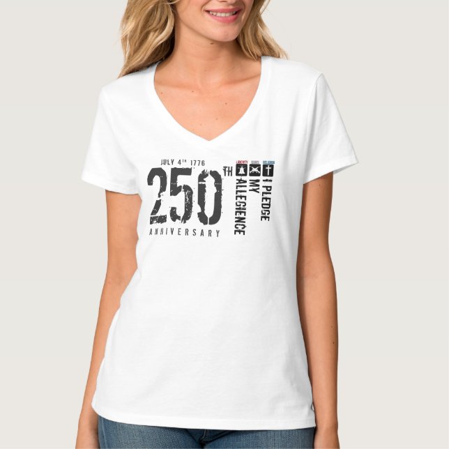 Lojalitetslöfte vertikal flagga 250 T-Shirt (Framsida)
