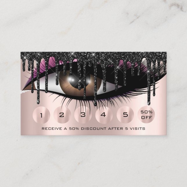 Lojalty 6 Makeup Glam Makeup Eyelash Extension Visitkort (Framsida)