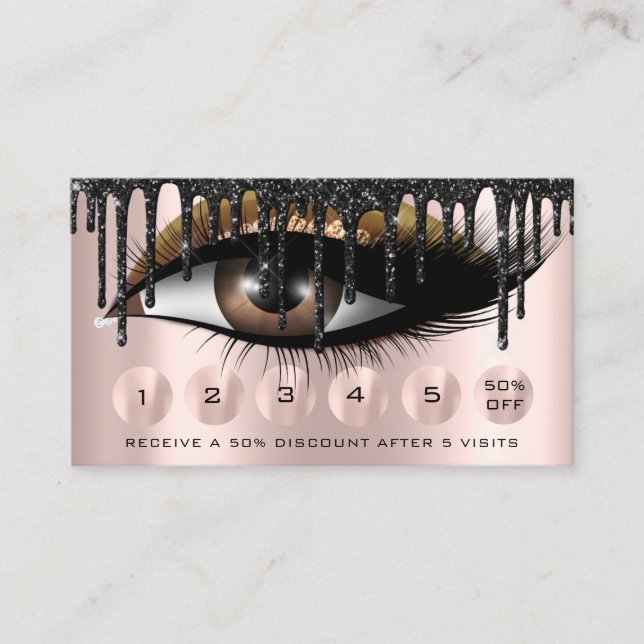 Lojalty 6 Makeup Makeup Eyelash Drives Black Guld Visitkort (Framsida)