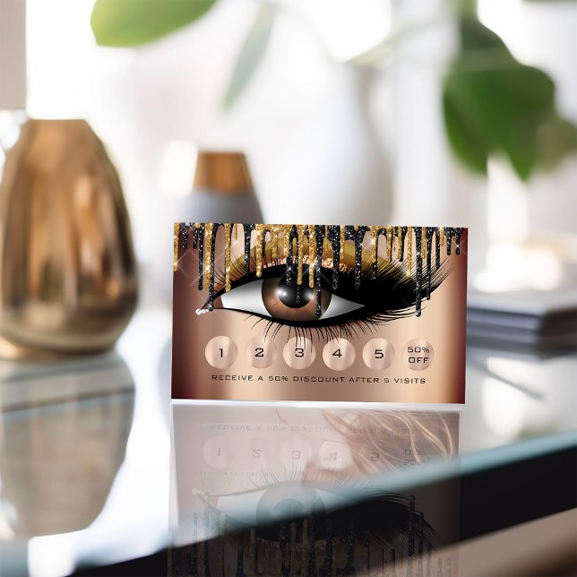 Lojalty 6 Makeup Makeup Eyelash Guld Smala Drives Visitkort (Loyalty 6 Makeup Makeup Eyelash Gold Skinny Drips Business Card)