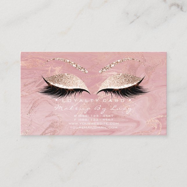 Lojalty Card 6 Beauty Salon Lash Glitter Marble Lojalitetskort (Framsida)