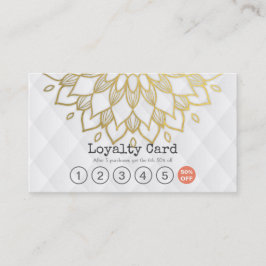 Lojalty Card Guld Blommigt White Leather Hair Make Lojalitetskort