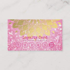 Lojalty Card Rosa Glitter Guld Blommigt Makeup Hai Lojalitetskort