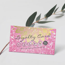 Lojalty Card Rosa Glitter Guld Blommigt Makeup Hai Lojalitetskort