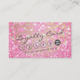 Lojalty Card Rosa Glitter Guld Blommigt Makeup Hai Lojalitetskort
