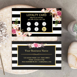 Lojalty Card Vintage Guld Blommigt Beauty Salon Lojalitetskort
