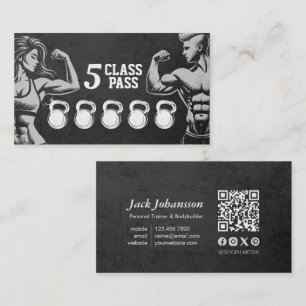 Lojalty för Fitness Gym Kettlebell Class Pass Visitkort