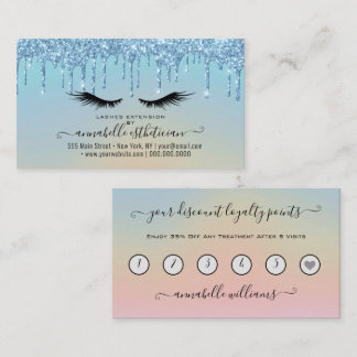 Lojalty för tillägg av Glitter Blue Eyelash Visitkort