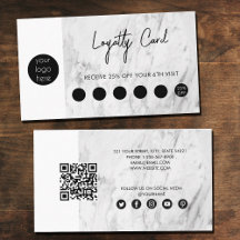 Lojalty för vit marble Black Business Logotyp QR-k