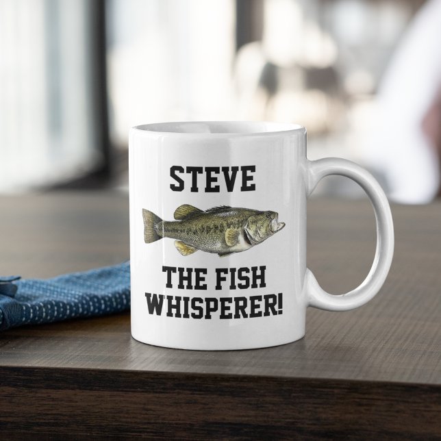 Löjda Namn-fiskenäten (Legend Largemouth Bass Spor Kaffemugg (The fish whisperer largemouth bass fishing coffee mug gift)
