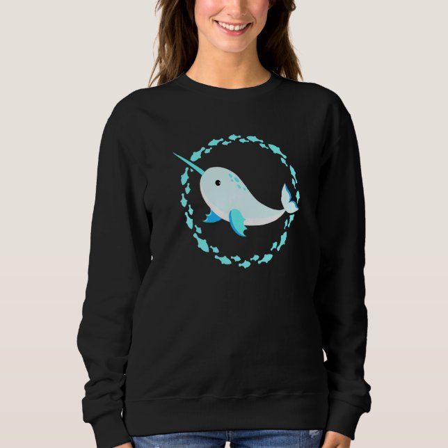 Löjda slakten i Baby Narwhal i fiskcirkel T Shirt (Framsida)