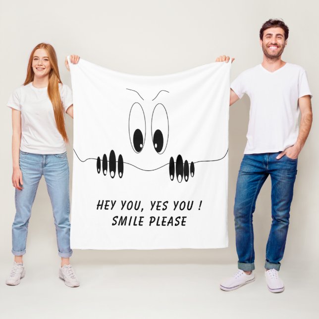 Löjlig Fleece Blanket Playful Curiosity Ögon Smile (På plats)