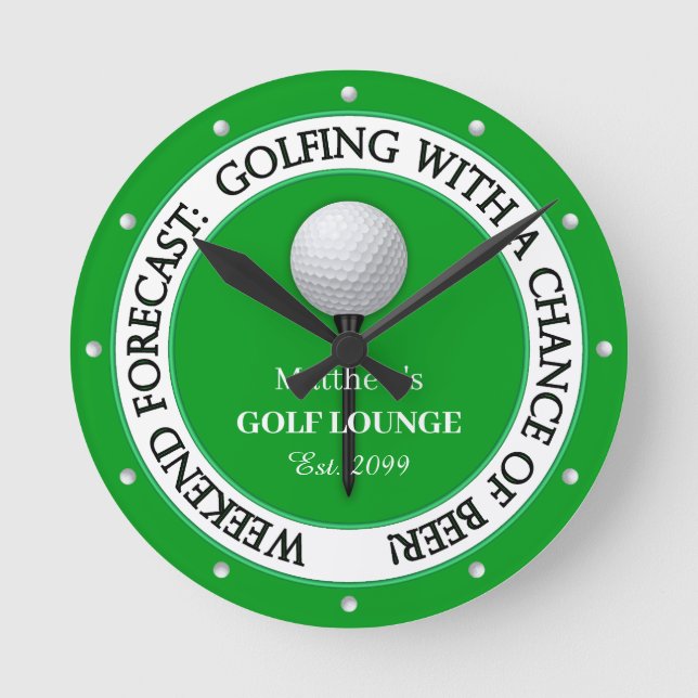 Löjt Helg Golf Lounge / Pub Wall Clock Rund Klocka (Framsida)