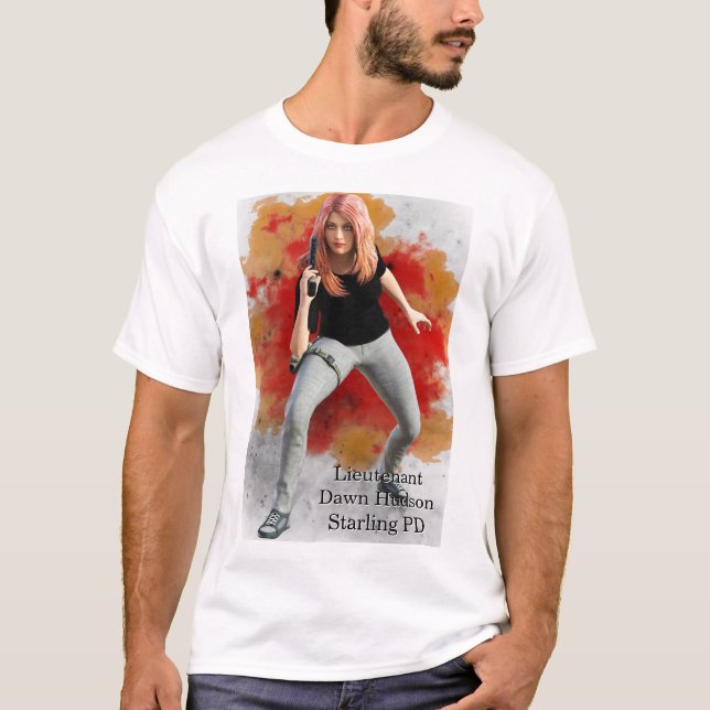 Löjtnant Dawn Hudson eld bakgrund T Shirt (Framsida)
