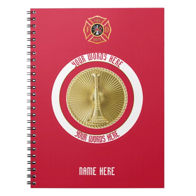 Löjtnant Fireman 2 Bugle Anpassningsbar Notebook Anteckningsbok (Framsidan)