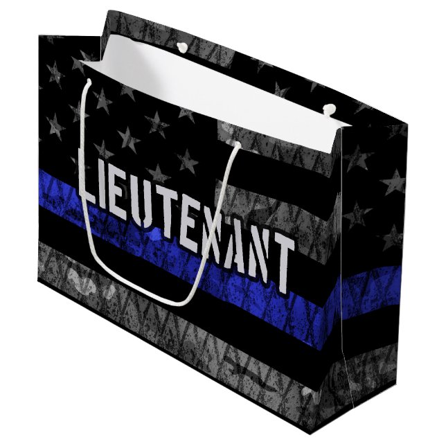 Löjtnant Thin Blue Line Distress Flagga (Framsidan Vinklad)