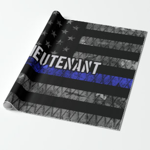 Löjtnant Thin Blue Line Distress Flagga Presentpapper
