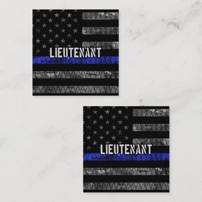 Löjtnant Thin Blue Line Distress Flagga Rabattkort (Fram/baksida)