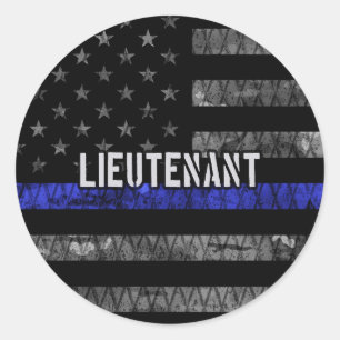 Löjtnant Thin Blue Line Distress Flagga Runt Klistermärke
