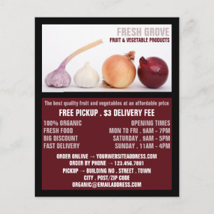 Lök och vitlök, Greengrocers-reklam Flygblad