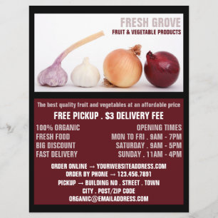 Lök och vitlök, Greengrocers-reklam Reklamblad