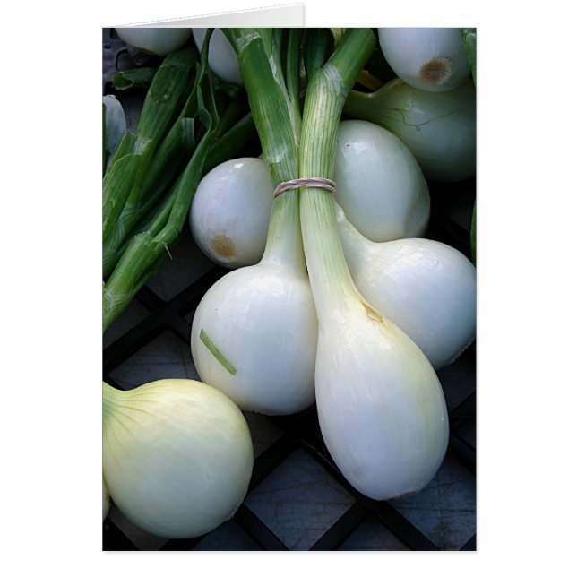 Lök på jordbrukarens marknad hälsningskort (Framsidan)