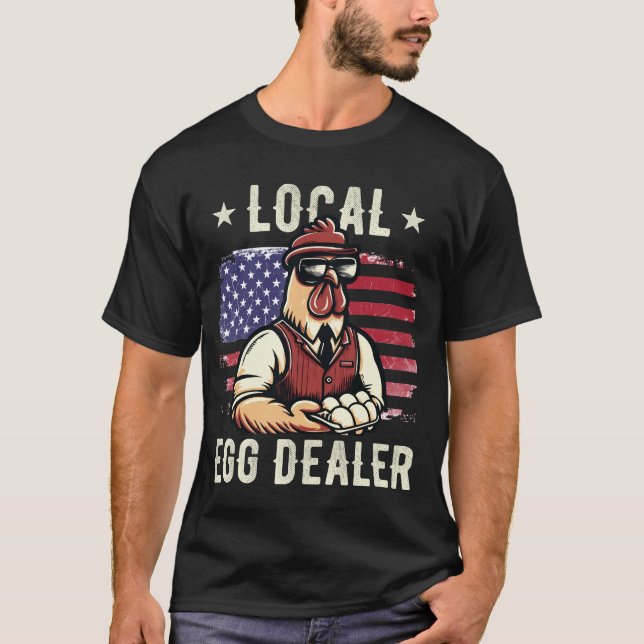Lokal ägghandlare 4:e juli Kycklingamerikanska Fla T Shirt (Framsida)