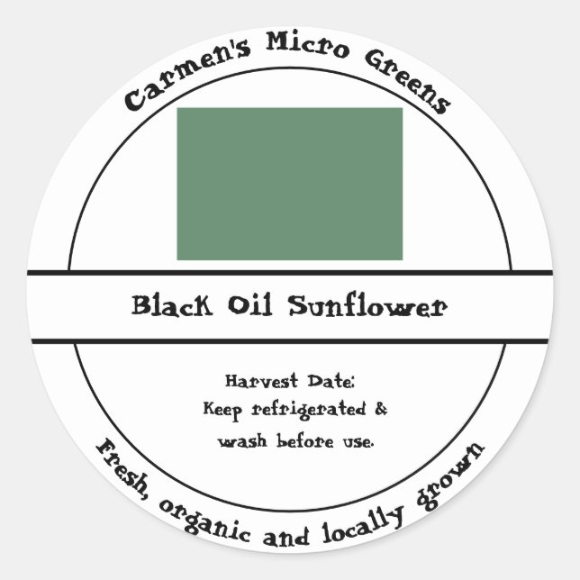 Lokal etikett för odlad trädgårdsfärsk organisk mi (Framsida)