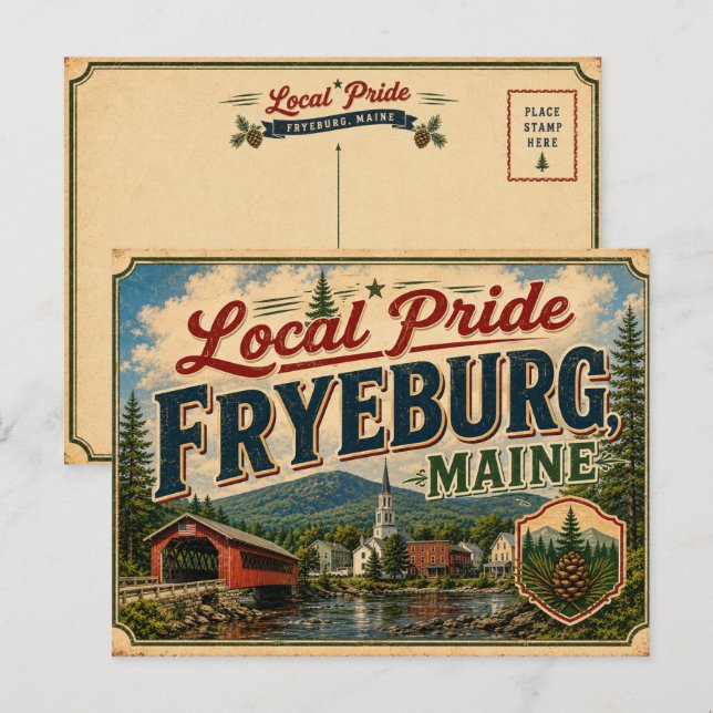 Lokal stolthet i Fryeburg Maine Vykort (Fram/baksida)