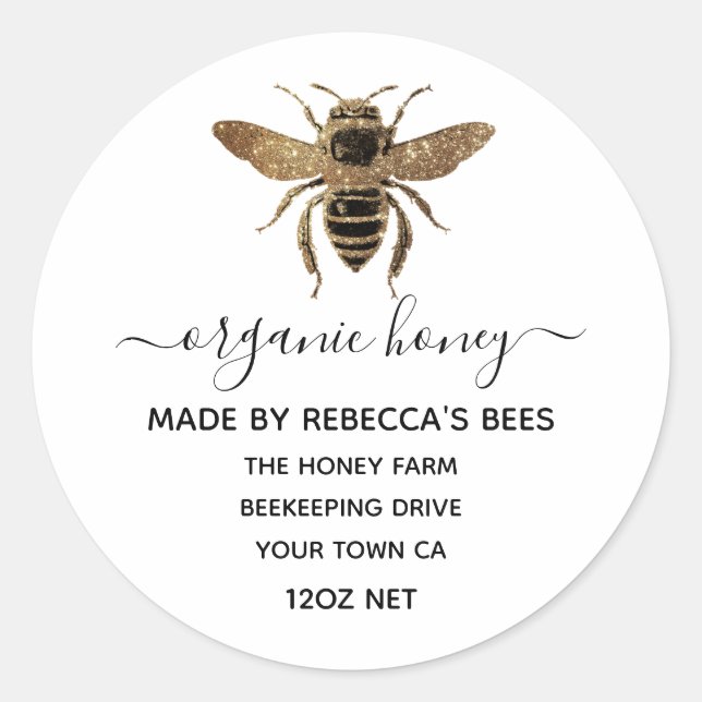 Lokala Ekologiska Honung Burk Etiketter | Honeybee (Framsida)