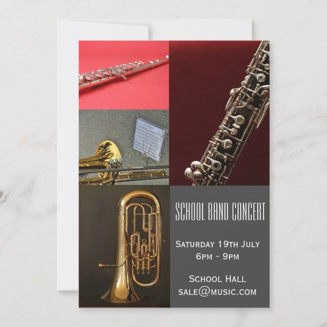 Lokalkonsert för skolband inbjudningar (Framsida)