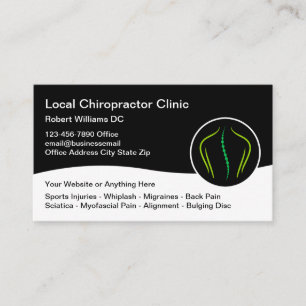 Lokalt Chiropractor Back Pain Clinic Affärskort Visitkort