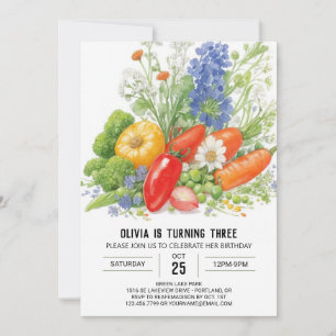 Lokalt Grown Veggie Birthday Inbjudningar