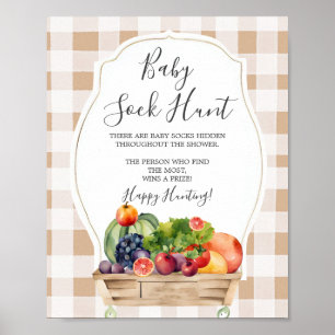 Lokalt Grown Veggies Farmer Baby Sock Hunt Poster