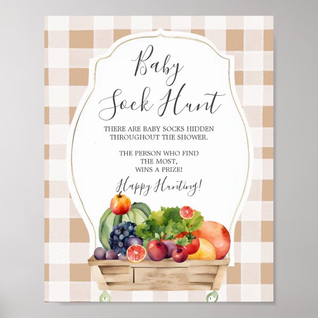 Lokalt Grown Veggies Farmer Baby Sock Hunt Poster (Framsidan)